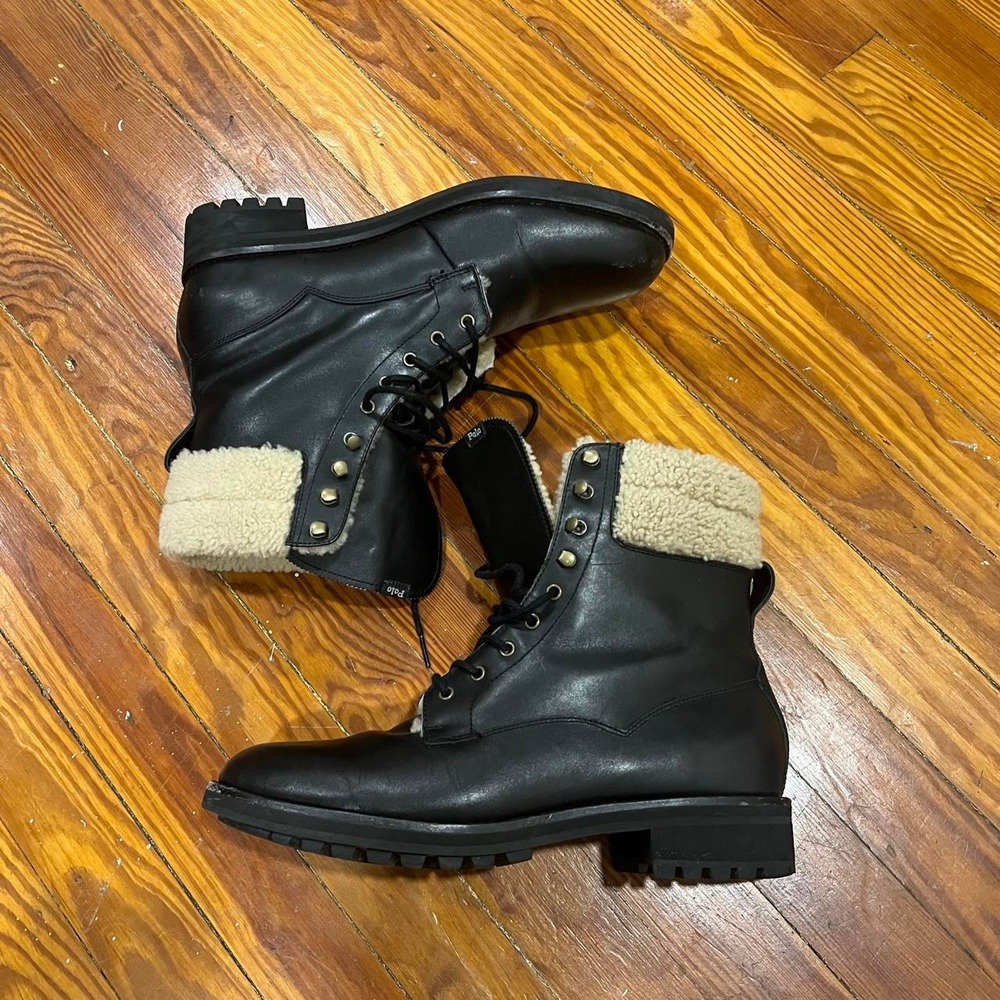 Polo Ralph Lauren Bryson Leather & Shearling Mid Calf Field Boots size 11